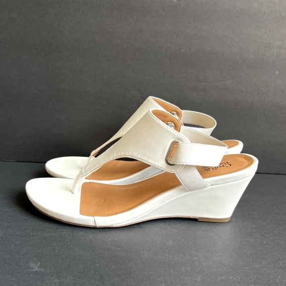 Croft & Barrow White thong Wedge Heel Slingback Sandal Shoe Women's Size 8 EUC - Picture 9 of 12